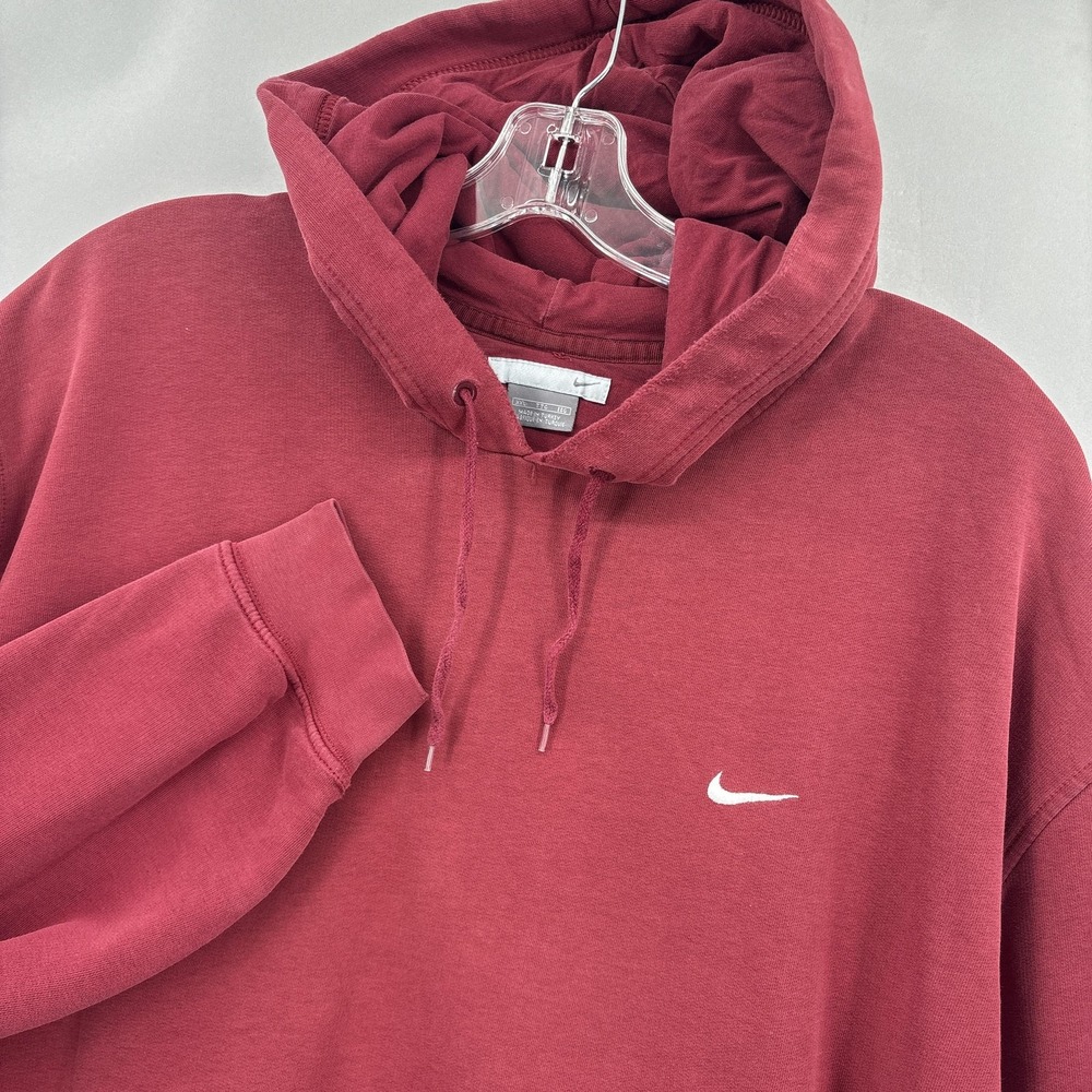 VTG Nike Hoodie Mens 2XL Red Faded Pullover Embroidered Swoosh Gray Tag Y2K